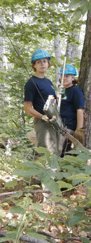 Emma and Jenny working the hoist